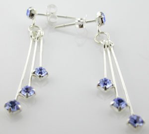 WONDERFUL CREATED BLUE SAPPHIRE STERLING 925 SILVER EARRINGS