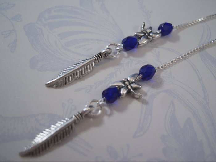 Feather Charm Ear Threader Earrings