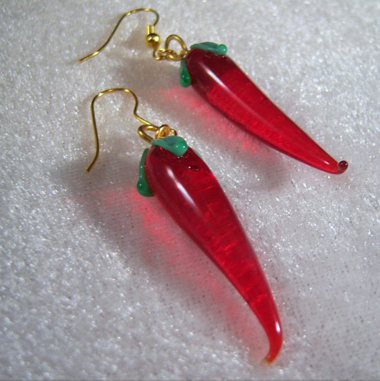 HOT Chili Pepper Glass Beads Lampwork Earrings! NEW!