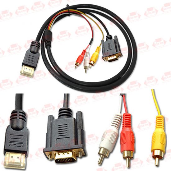 6FT HDMI/HDTV to VGA 3 RCA Converter Cable