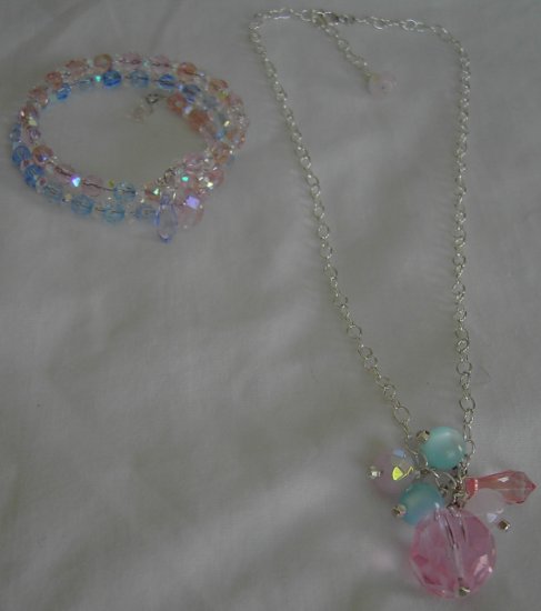Pinky Blue Bracelet and Necklace Set