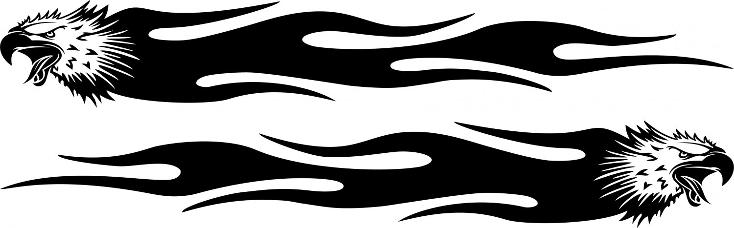 Eagle Flames Custom Car Vinyl Sticker Decal 002 - 2 Pieces ( Left and Right )