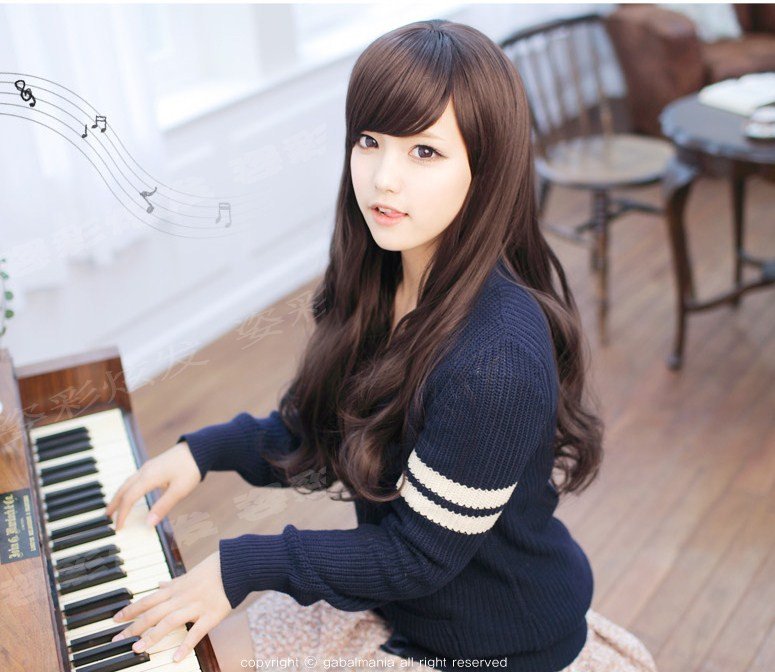 Free Shipping high quality Guarantee100% A++++++ Hot-sales brand new wig W006 Oblique bangs curls