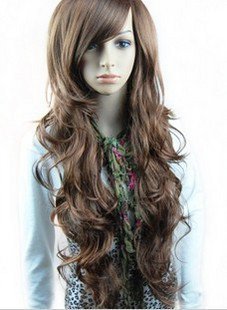 Free Shipping high quality Guarantee100% Hot-sales brand new wig W043 Oblique bangs long hair