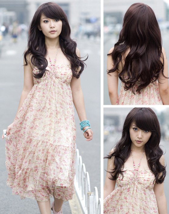 Free Shipping high quality Guarantee100% Hot-sales brand new wig W054 Oblique bangs long hair