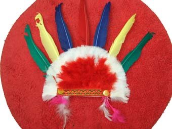 gaudy red indian headgear