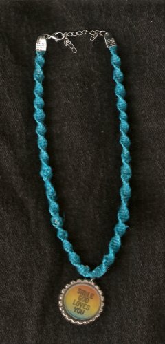 Turquoise Colored Hemp Choker with Pendant