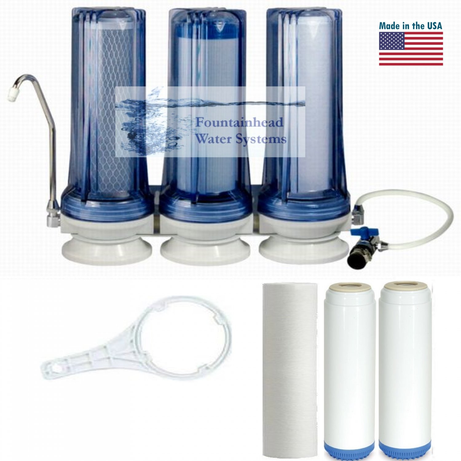 CLEAR TRIPLE UNDER SINK FLUORIDE/ARSENIC/CHLORAMINE FILTERS. CHOICE OF FAUCETS!