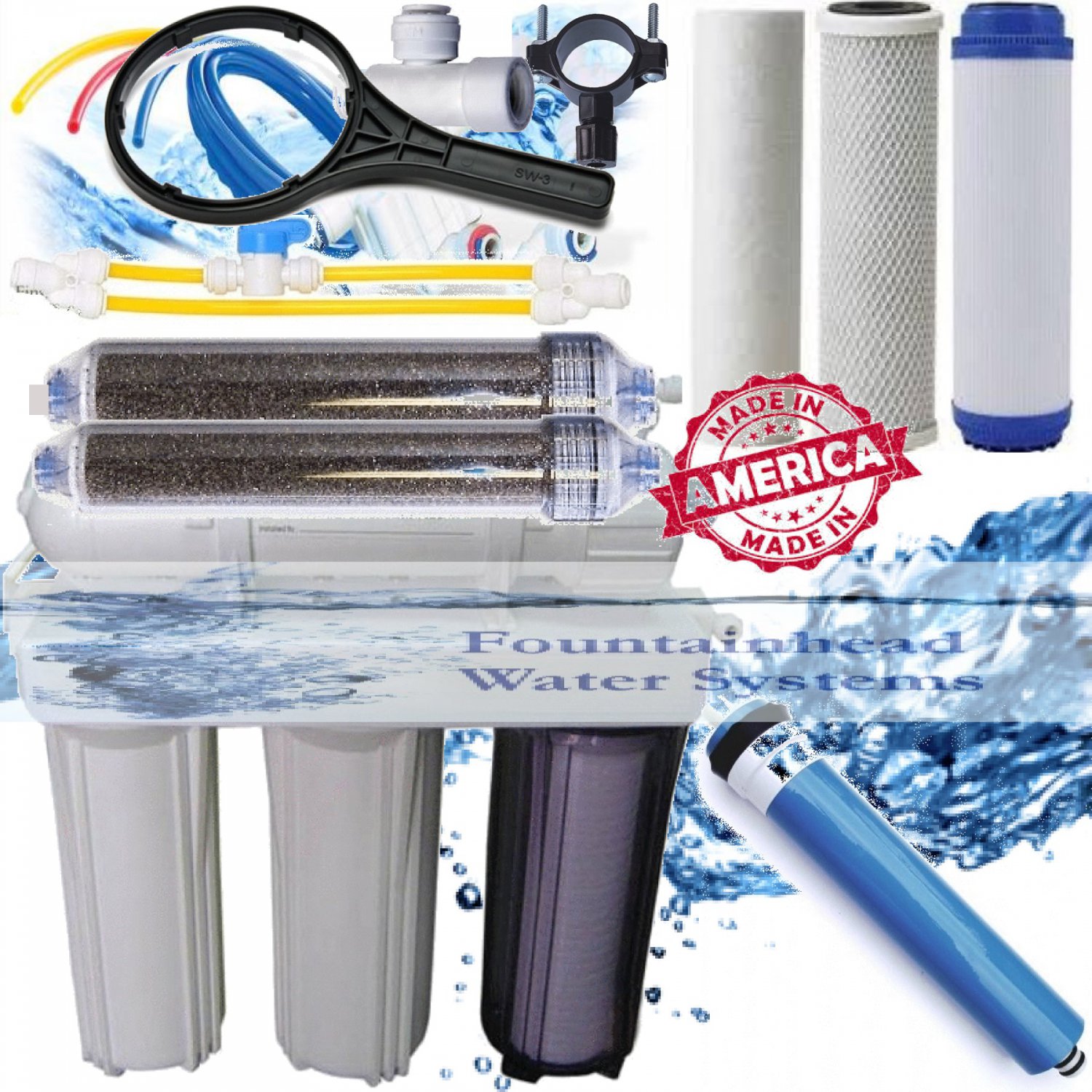 RO/DI REVERSE OSMOSIS AQUARIUM/REEF SYSTEM 6 STAGE MANUAL FLUSH VALVE 100 GPD.