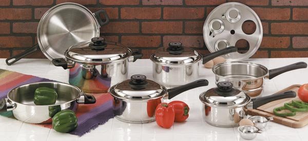 KT17 Maxam 9 Element Steam Control 17pc Surgical Stainless Steel "Waterless" Cookware Set