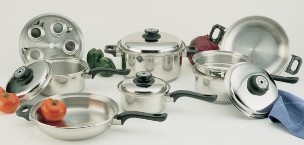 World's Finest 7-Ply 9-Element Steam Control 17pc Surgical Stainless Steel Waterless Cookware Set