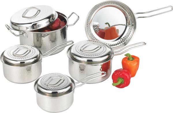 KTSSCW9 - Chefs Secret 9pc 18/10 Stainless Steel Cookware with Hammered Texture