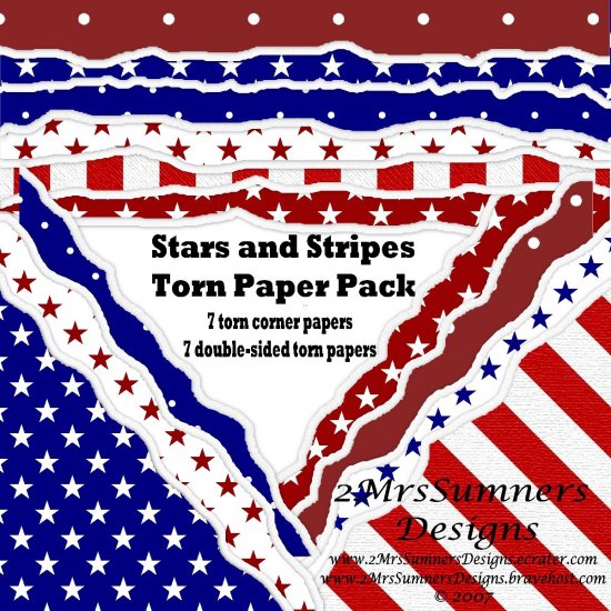 Stars and Stripes Torn Papers