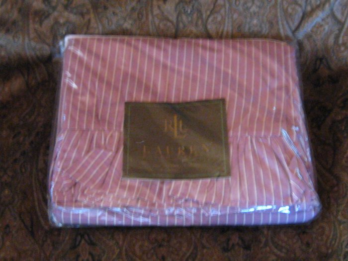 Ralph Lauren Purple Brittany Stripe Queen Flat Sheet with Ruffle