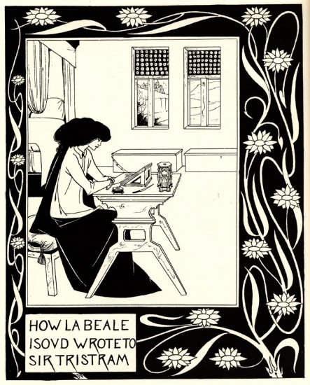 Art Nouveau Black and White Beardsley Fabric Art Panel