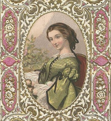 18th Century Lady Purple Fabric Quilting Block