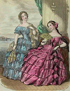 4 x 6 Fashion Plate 18 Century Ladies Cotton Twill Fabric Block
