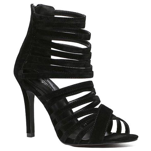Stylish Sandals With Flock and Zipper Design