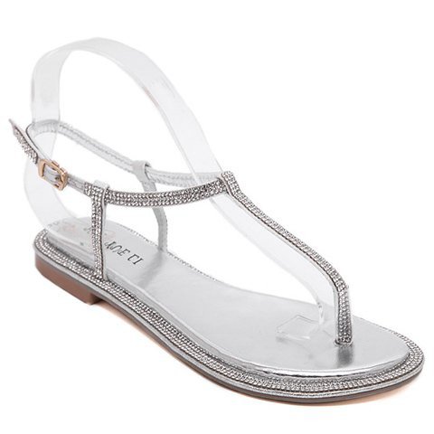 Sandals With Rhinestone Design