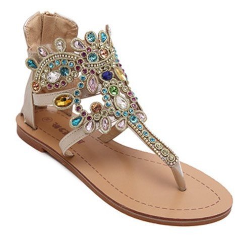 Gorgeous Sandals With Flip Flop and Rhinestones Design