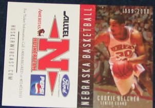 99-00 Nebraska Basketball Pocket Sked. Cookie Belcher