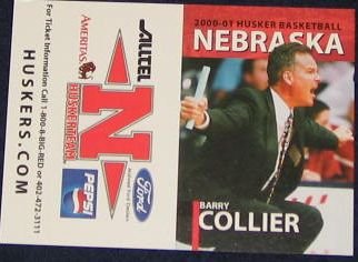 00-01 Nebraska Basketball Pocket Sked. Barry Collier