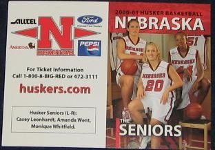 00-01 Nebraska Woman's Basketball Pocket Sked. Seniors