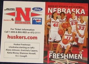 00-01 Nebraska Woman's Basketball Pocket Sked. Freshman
