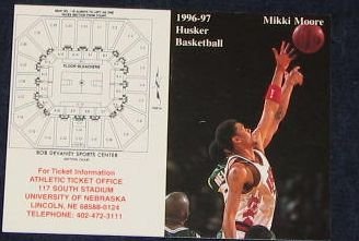 96-97 Nebraska Basketball Pocket Sked. Mikki Moore