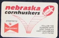 1991 Nebraska Football Pocket Schedule Budweiser