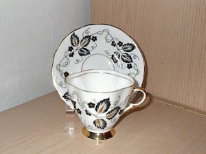 Clarence Bone China - Black and Gold - Cup and Saucer Set