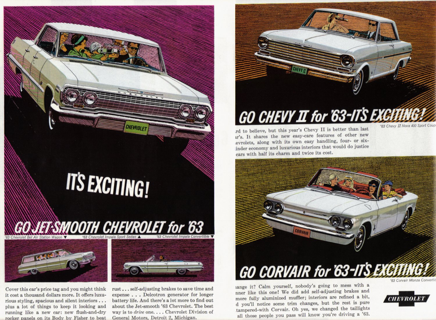 1963 CHEVROLET Vintage Auto 2-Page Print Ad
