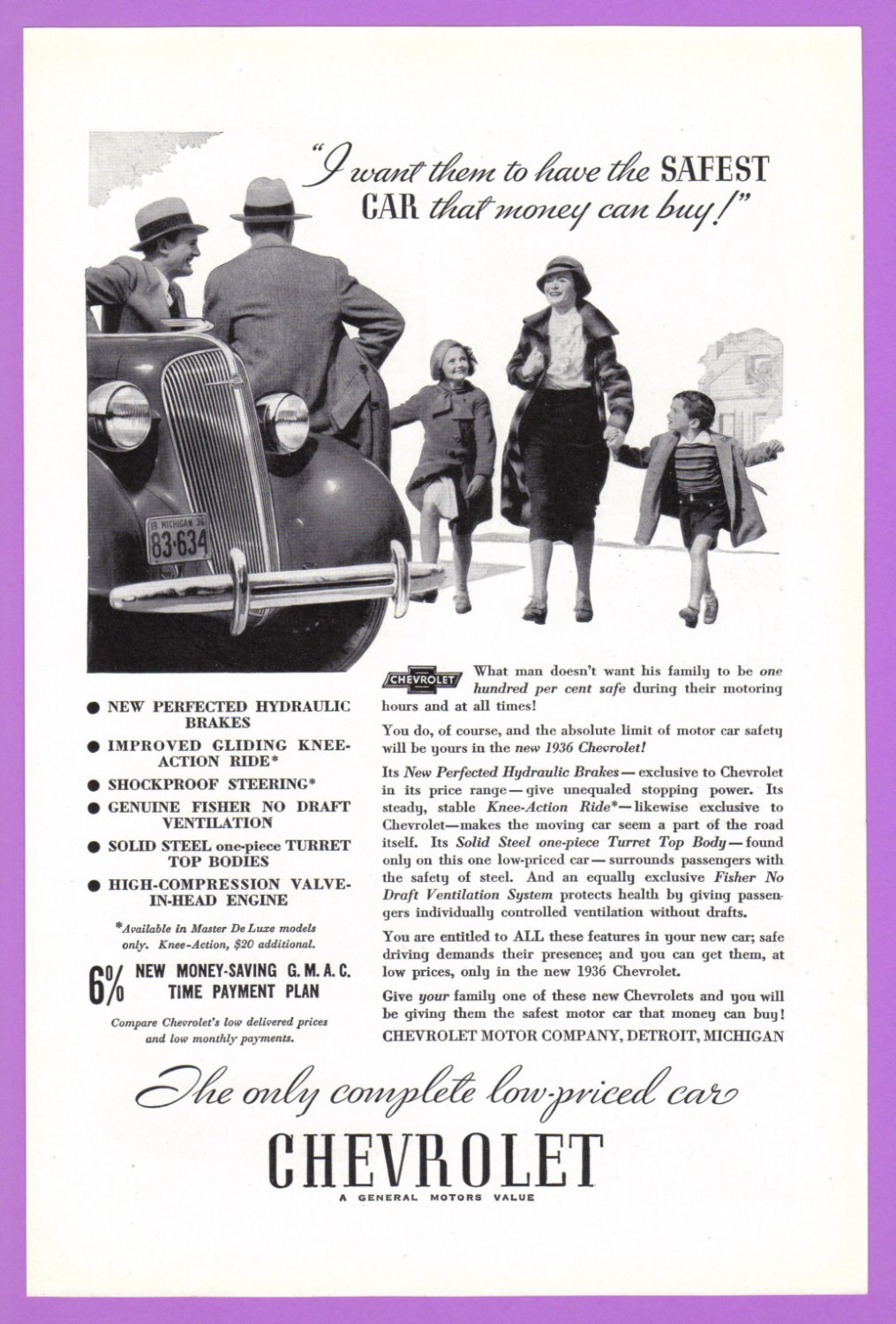 1936 CHEVROLET Vintage Auto Print Ad