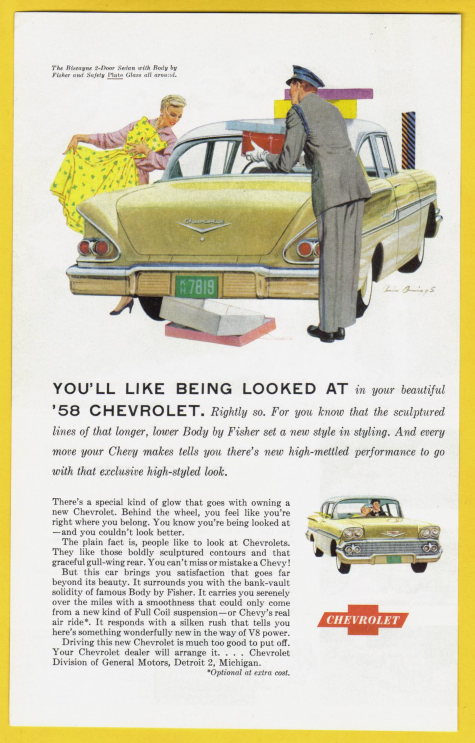 1958 CHEVROLET Vintage Auto Print Ad