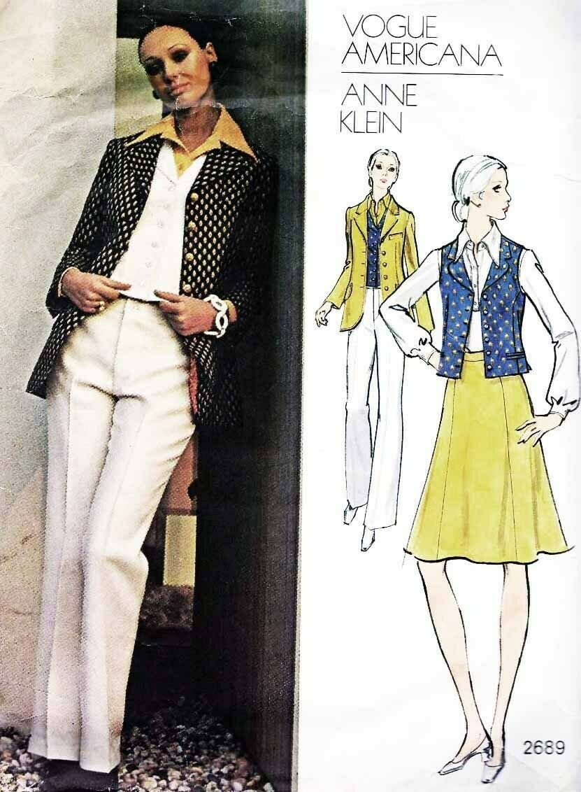 Vintage Misses Jacket Skirt Vest Pants Vogue Anne Klein Pattern