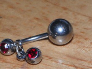 Reverse Red CZ Gemstone Navel 181