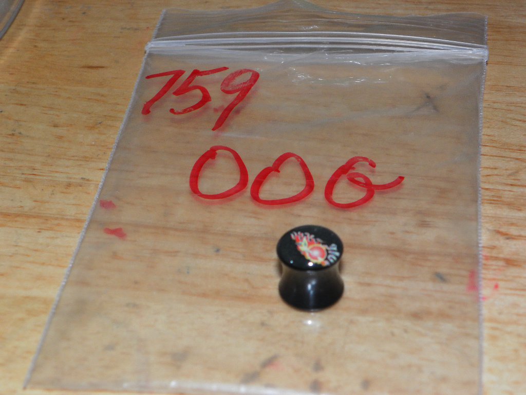 Black 00 Gauge Tattoo Style 6 Plug 759