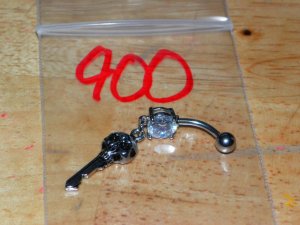 Skull Key White CZ Navel 900