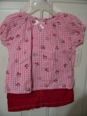 Girls Red and Pink skort outfit set Size 24 months