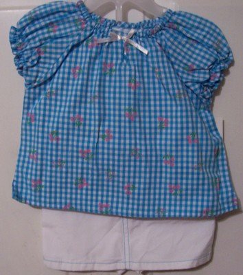 Girls Blue and White Skort Outfit Size 24 months
