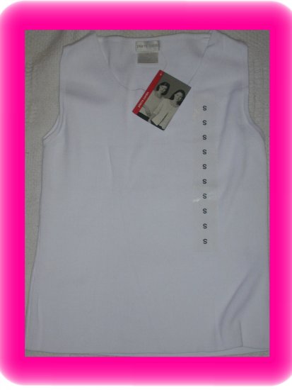 FREE SHIPPING!! Pierre Cardin Knit Sleevelss Tank / Shell Size Small White