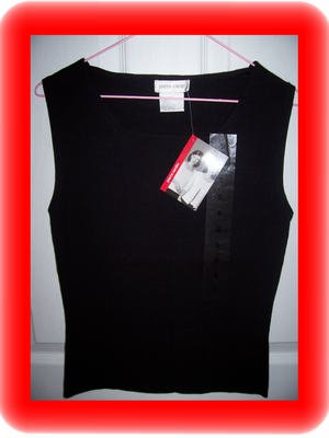 FREE SHIPPING!! Pierre Cardin Knit Sleevelss Tank Size Small Black