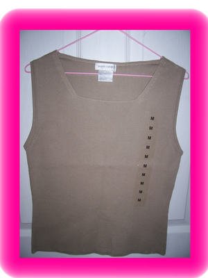 FREE SHIPPING!! Pierre Cardin Knit Sleevelss Tank / Shell Size Small Putty
