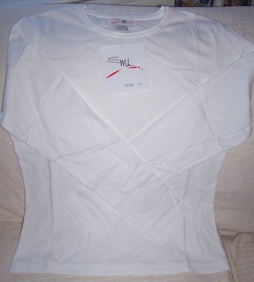 FREE SHIPPING! Long Sleeved White Pullover Tshirt Top 100% cotton