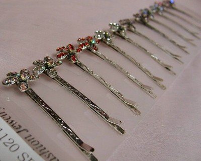 FREE SHIPPING LOT 12 Crystal Flower Hair Pin