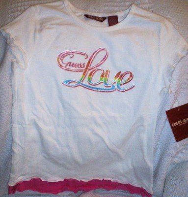 FREE SHIPPING!! Jeans Guess Love Tshirt, White Size Large