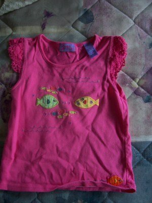 FREE SHIPPING!! Girls Size 4T Embroidered Tshirt Pink Fish