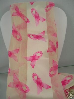 PASSION FOR PINK!! Off White Breast Cancer Awareness Scarf / Belt / Sash