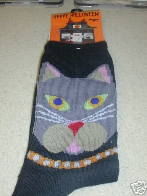 FREE SHIP BRAND NEW Halloween Socks Grey Cat