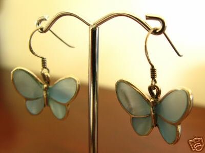 Blue Butterfly Silver Earrings